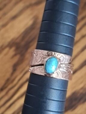 Ring Copper With Turquoise Natural Stone Size 6